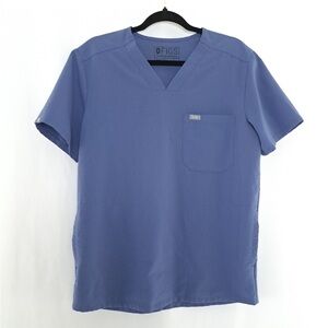 Figs Technical Collection Mens XL Big Sky Chisec Blue 2 Pocket Medical Scrub Top